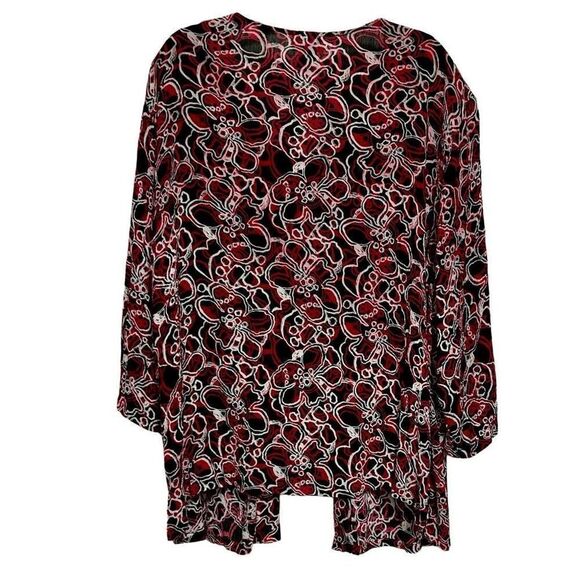 Studio 1940 Blouse Women's Size 26/28W Black & Red Open Front Attached Tank Top - Picture 7 of 9